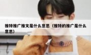 推特推广推文是什么意思（推特的推广是什么意思）
