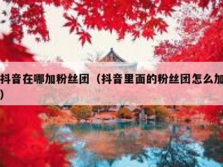 抖音在哪加粉丝团（抖音里面的粉丝团怎么加）