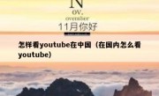 怎样看youtube在中国（在国内怎么看youtube）