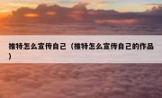 推特怎么宣传自己（推特怎么宣传自己的作品）