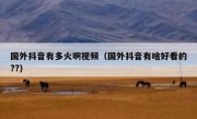 国外抖音有多火啊视频（国外抖音有啥好看的??）