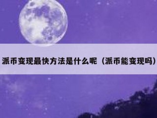 派币变现最快方法是什么呢（派币能变现吗）