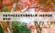 抖音写评论怎么写文案吸引人呢（抖音评论短语大全）