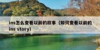 ins怎么查看以前的故事（如何查看以前的ins story）