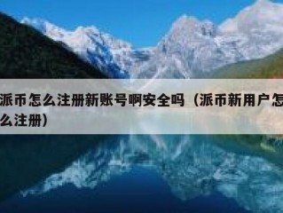 派币怎么注册新账号啊安全吗（派币新用户怎么注册）