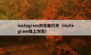 instagram浏览器打开（instagram线上浏览）