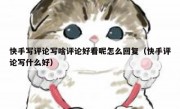 快手写评论写啥评论好看呢怎么回复（快手评论写什么好）