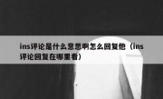 ins评论是什么意思啊怎么回复他（ins评论回复在哪里看）