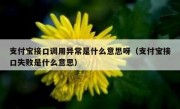 支付宝接口调用异常是什么意思呀（支付宝接口失败是什么意思）