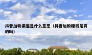 抖音加粉渠道是什么意思（抖音加粉赚钱是真的吗）