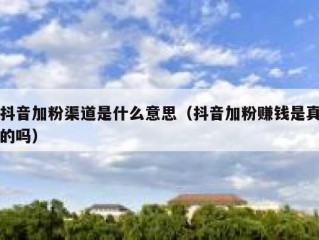 抖音加粉渠道是什么意思（抖音加粉赚钱是真的吗）