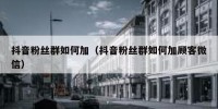 抖音粉丝群如何加（抖音粉丝群如何加顾客微信）