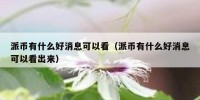 派币有什么好消息可以看（派币有什么好消息可以看出来）