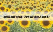 加粉丝的最快方法（加粉丝的最快方法文案）