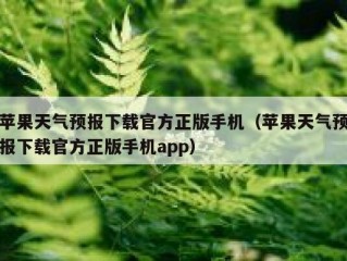 苹果天气预报下载官方正版手机（苹果天气预报下载官方正版手机app）