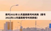 限号2022年11月最新限号时间表（限号2022年11月最新限号时间表格）