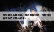 推特里怎么找到自己赞过的视频呢（推特如何查看自己点赞的帖子）