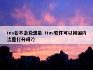 ins会不会费流量（ins软件可以用国内流量打开吗?）