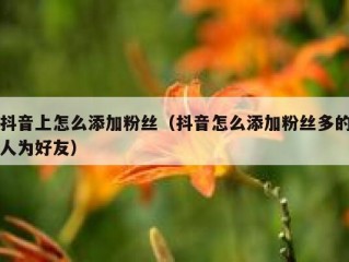 抖音上怎么添加粉丝（抖音怎么添加粉丝多的人为好友）