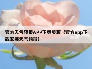 官方天气预报APP下载步骤（官方app下载安装天气预报）