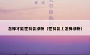 怎样才能在抖音涨粉（在抖音上怎样涨粉）