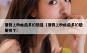 推特上粉丝最多的话是（推特上粉丝最多的话是哪个）