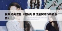 视频号关注量（视频号关注量突破666的感悟）