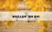 推特怎么盈利（推特 盈利）