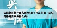 云服务器是什么东西?到底有什么作用（云服务器是用来做什么的）