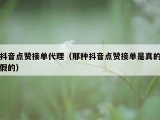 抖音点赞接单代理（那种抖音点赞接单是真的假的）