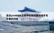 包含youtube上的评论如何翻译成中文字幕的词条