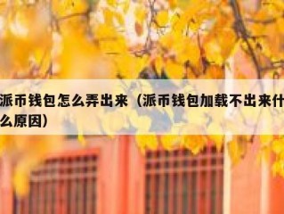 派币钱包怎么弄出来（派币钱包加载不出来什么原因）