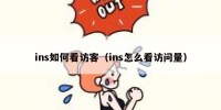 ins如何看访客（ins怎么看访问量）