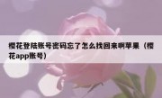 樱花登陆账号密码忘了怎么找回来啊苹果（樱花app账号）