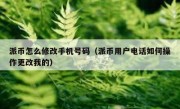 派币怎么修改手机号码（派币用户电话如何操作更改我的）