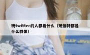 玩twitter的人都看什么（玩推特都是什么群体）