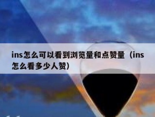ins怎么可以看到浏览量和点赞量（ins怎么看多少人赞）