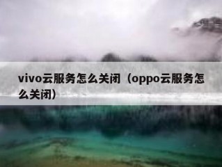 vivo云服务怎么关闭（oppo云服务怎么关闭）