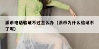 派币电话验证不过怎么办（派币为什么验证不了呢）