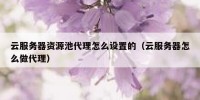 云服务器资源池代理怎么设置的（云服务器怎么做代理）