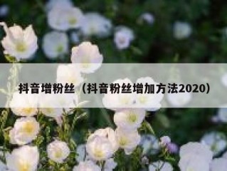 抖音增粉丝（抖音粉丝增加方法2020）