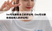 ins可以删除自己的评论吗（ins可以删除我给别人的评论吗）