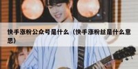 快手涨粉公众号是什么（快手涨粉丝是什么意思）