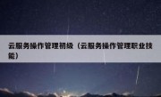 云服务操作管理初级（云服务操作管理职业技能）