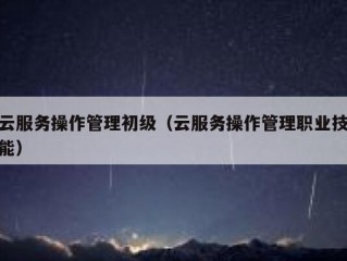 云服务操作管理初级（云服务操作管理职业技能）