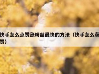 快手怎么点赞涨粉丝最快的方法（快手怎么获赞）