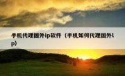 手机代理国外ip软件（手机如何代理国外lp）
