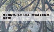 公众号粉丝不涨怎么回事（微信公众号粉丝下降原因）