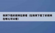 微博下载的视频在那看（在微博下载了的视频在哪儿可以看）