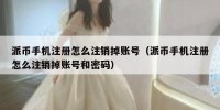 派币手机注册怎么注销掉账号（派币手机注册怎么注销掉账号和密码）